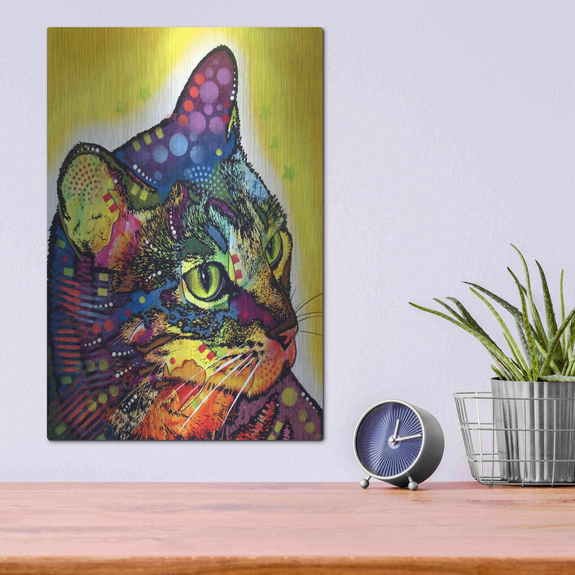 Luxe Metal Art 'Confident Cat' by Dean Russo, Metal Wall Art,12x16
