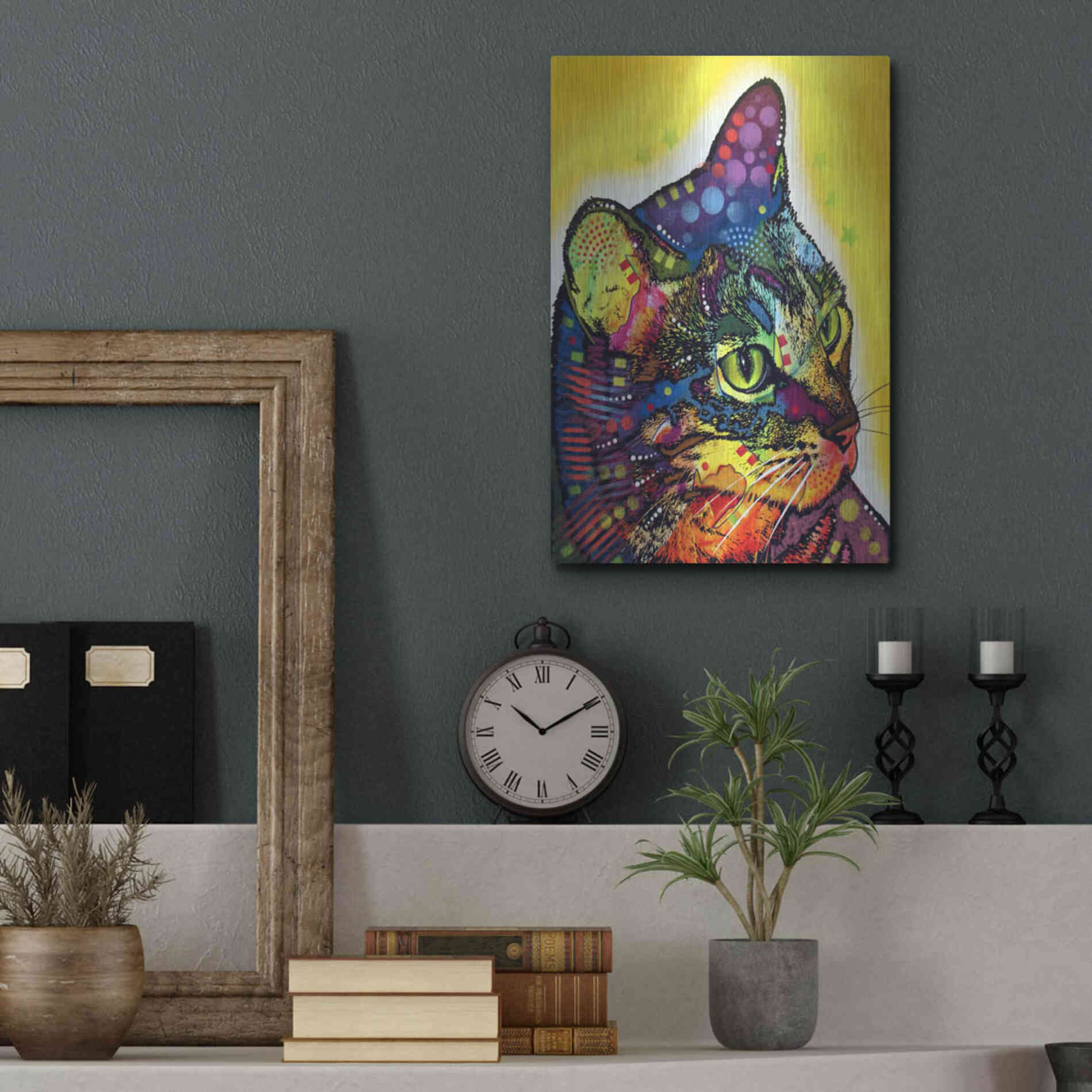 Luxe Metal Art 'Confident Cat' by Dean Russo, Metal Wall Art,12x16