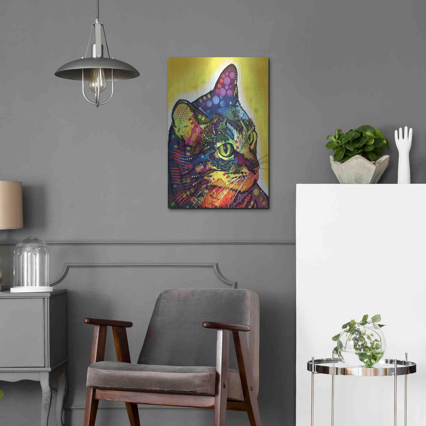 Luxe Metal Art 'Confident Cat' by Dean Russo, Metal Wall Art,16x24