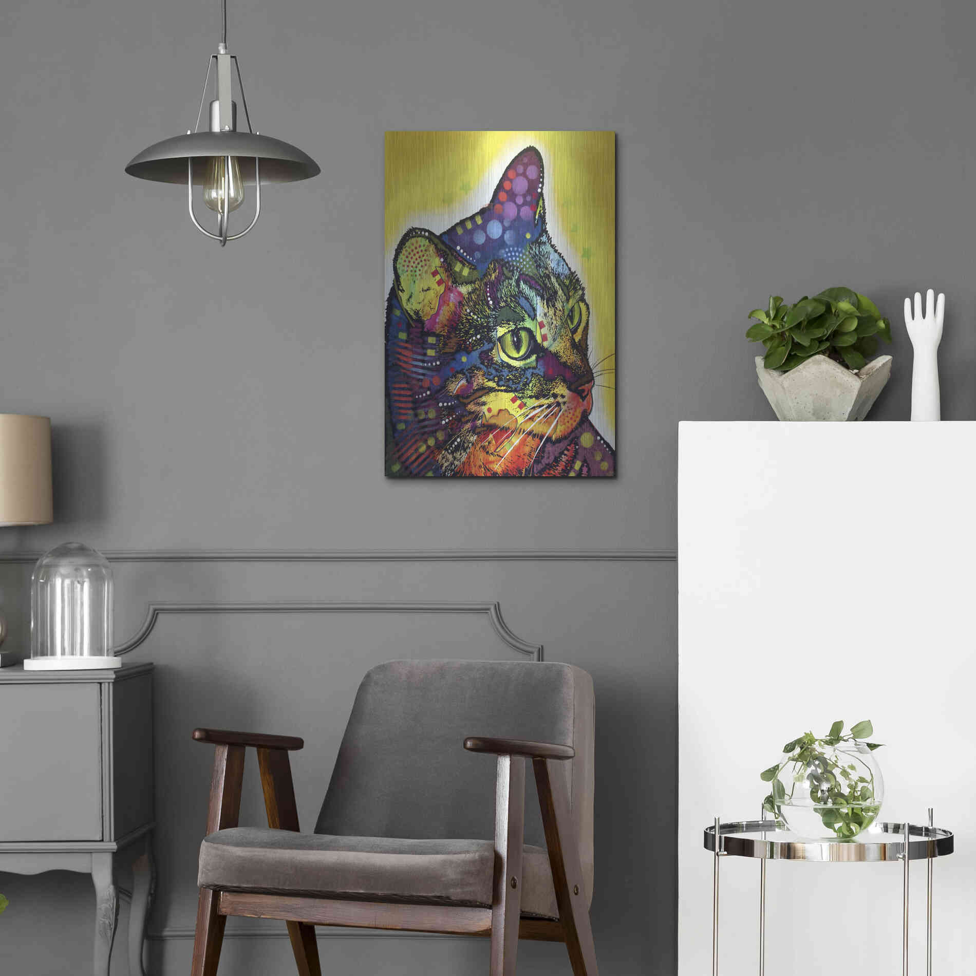 Luxe Metal Art 'Confident Cat' by Dean Russo, Metal Wall Art,16x24
