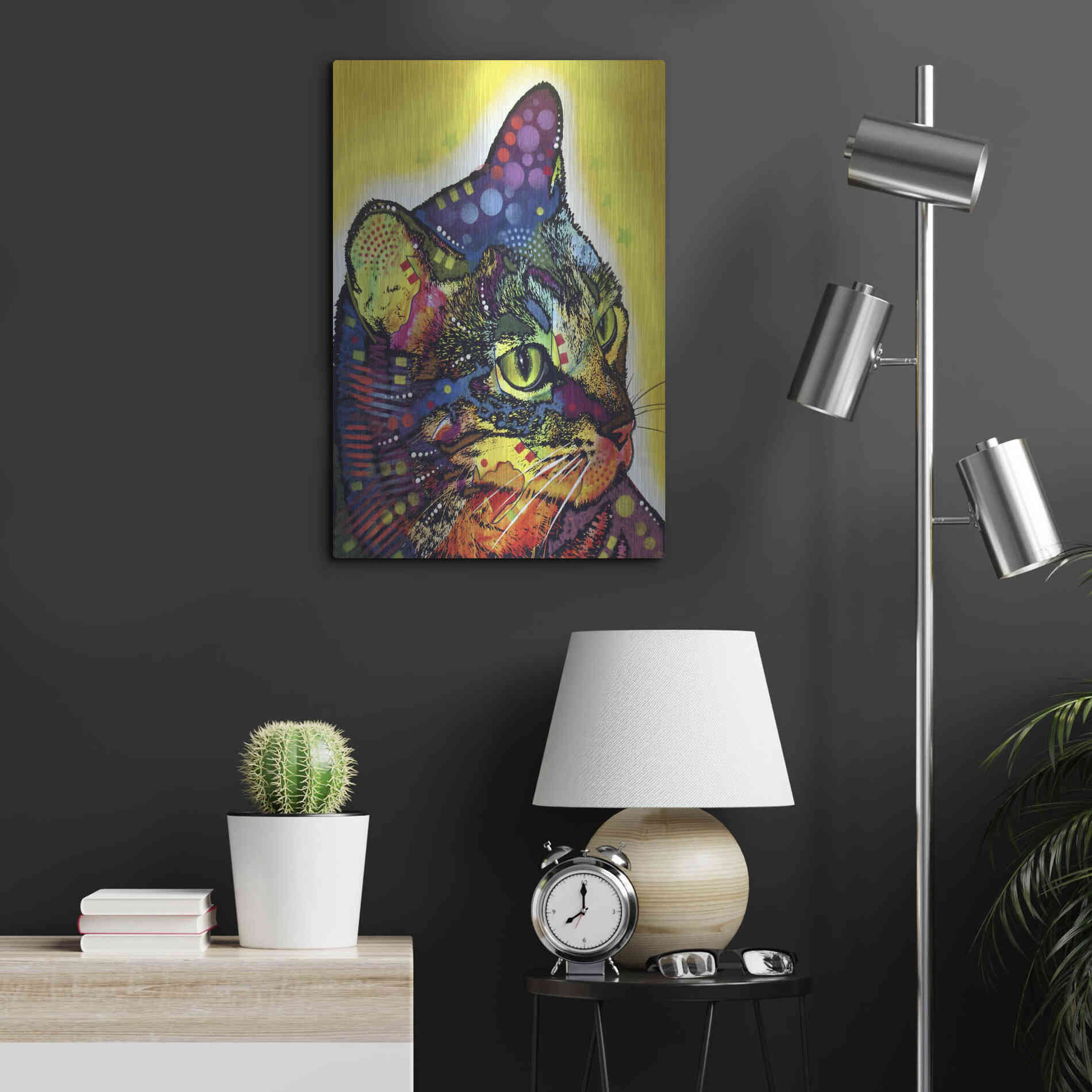 Luxe Metal Art 'Confident Cat' by Dean Russo, Metal Wall Art,16x24