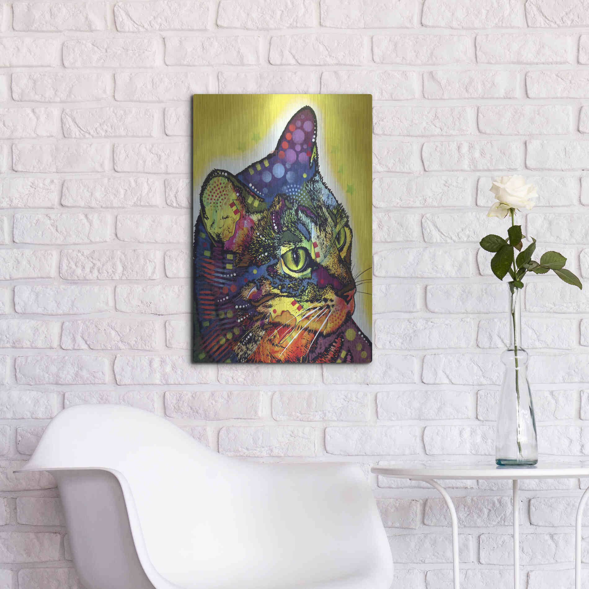 Luxe Metal Art 'Confident Cat' by Dean Russo, Metal Wall Art,16x24