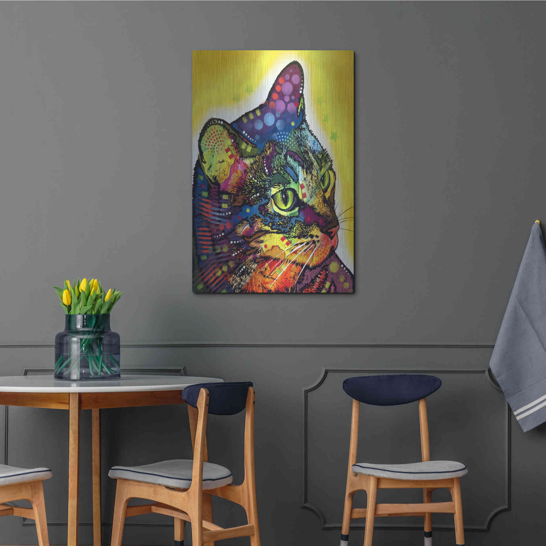 Luxe Metal Art 'Confident Cat' by Dean Russo, Metal Wall Art,24x36