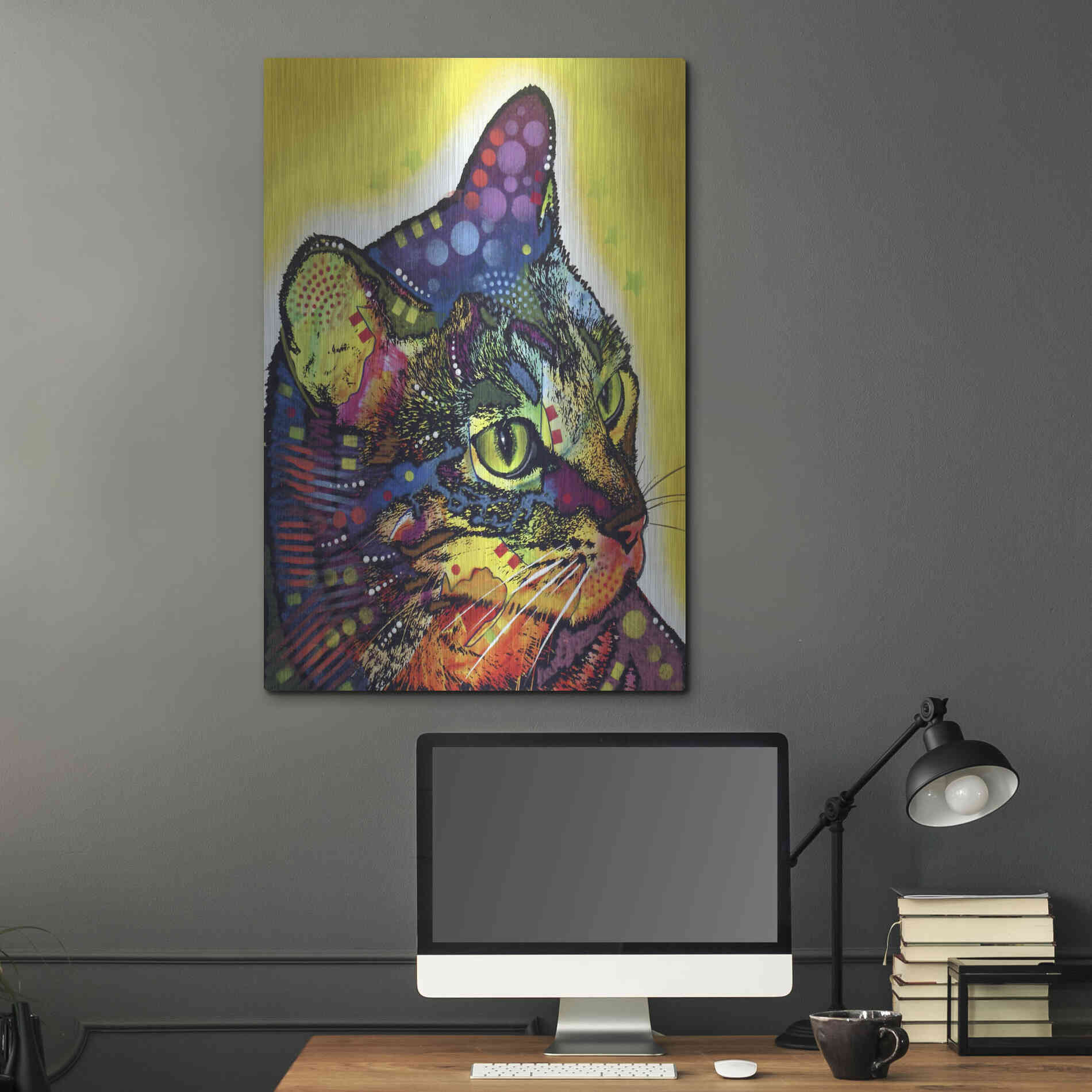 Luxe Metal Art 'Confident Cat' by Dean Russo, Metal Wall Art,24x36