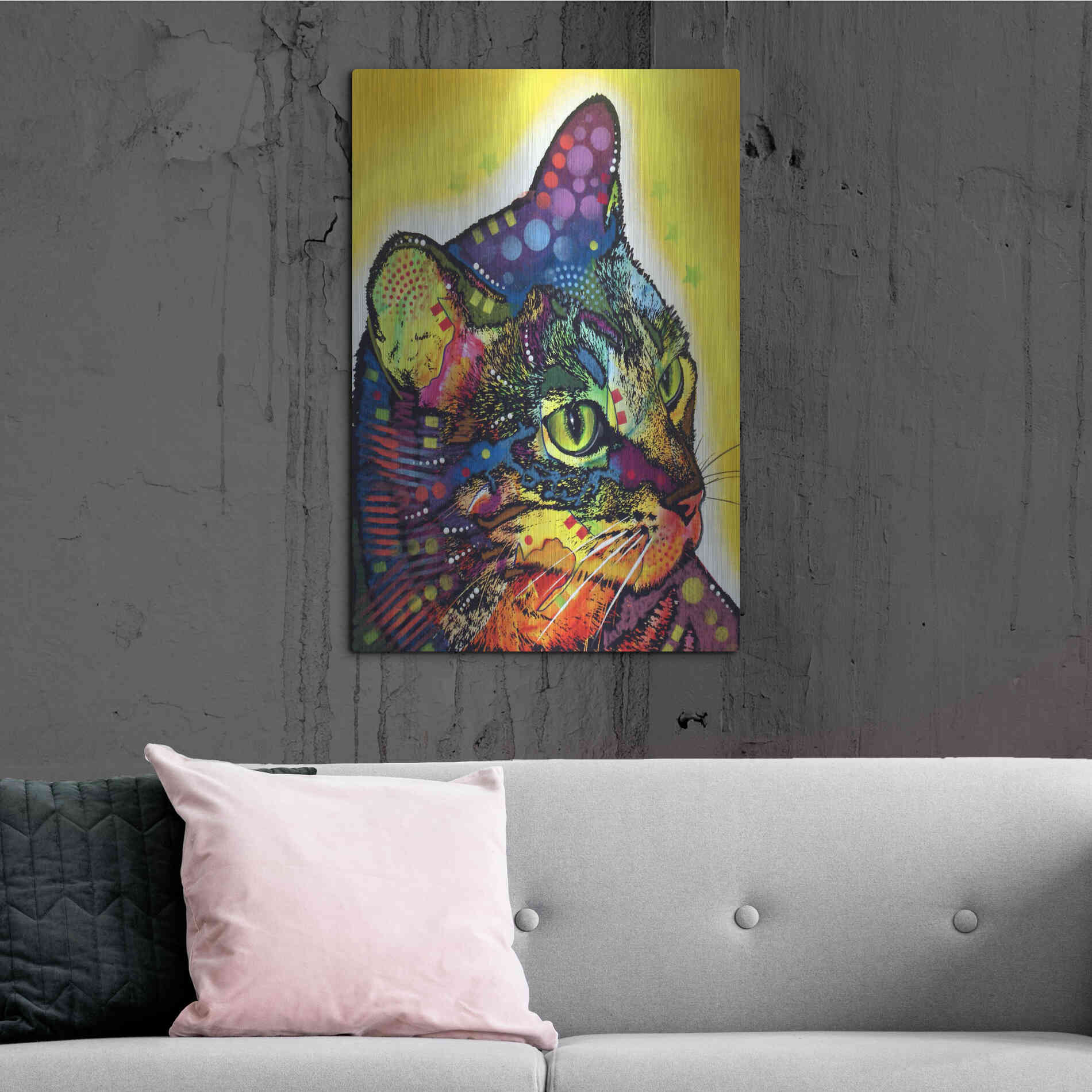 Luxe Metal Art 'Confident Cat' by Dean Russo, Metal Wall Art,24x36