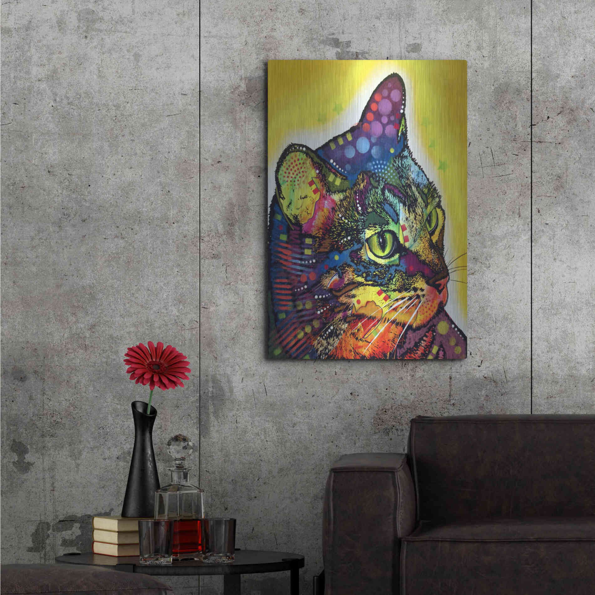 Luxe Metal Art 'Confident Cat' by Dean Russo, Metal Wall Art,24x36