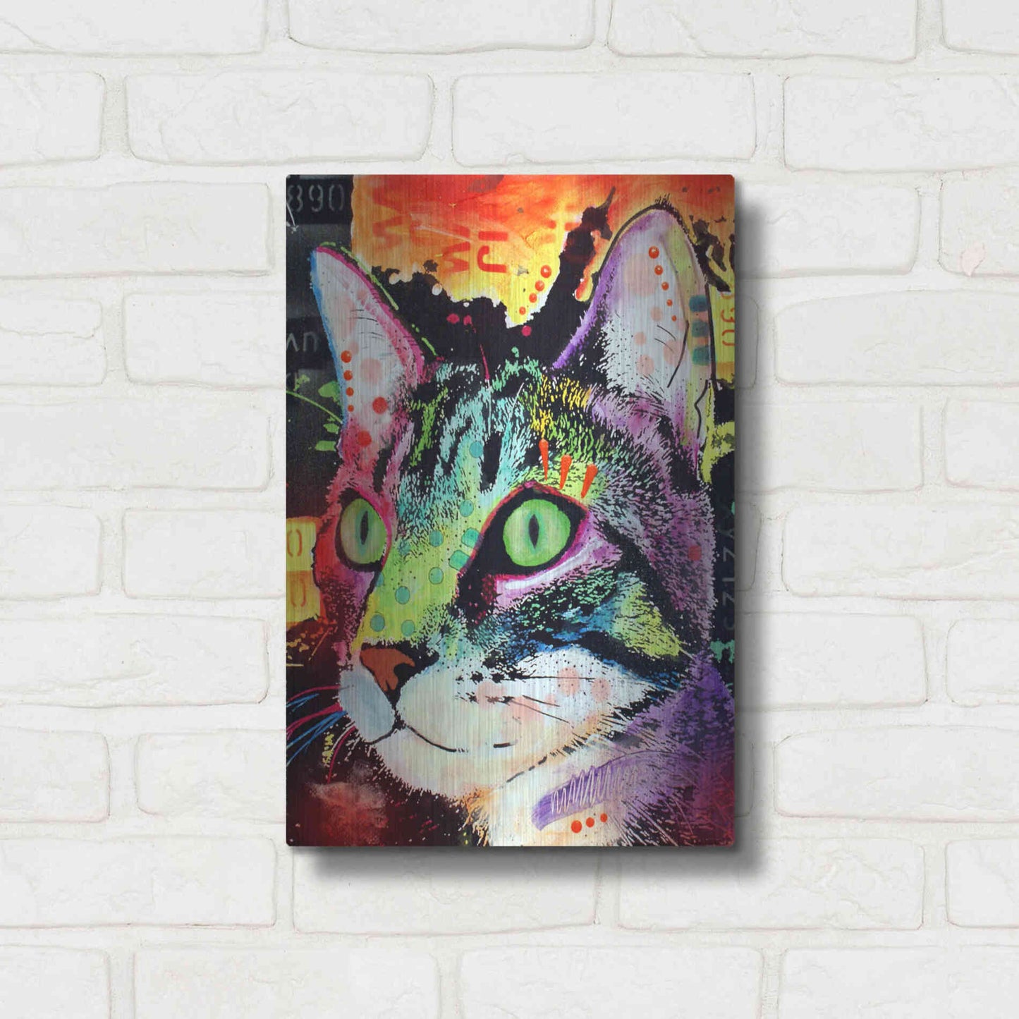 Luxe Metal Art 'Curiosity Cat' by Dean Russo, Metal Wall Art,12x16