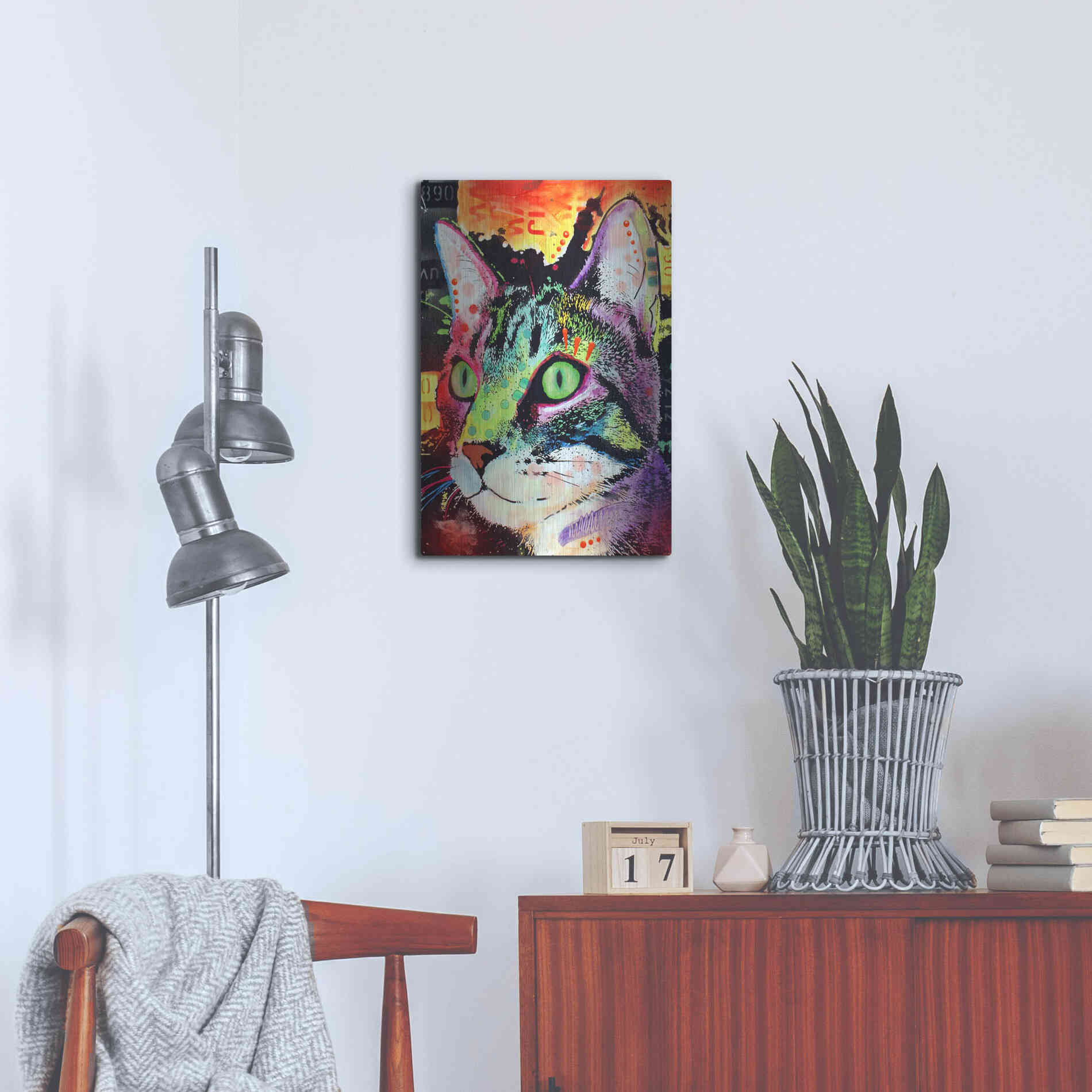 Luxe Metal Art 'Curiosity Cat' by Dean Russo, Metal Wall Art,16x24