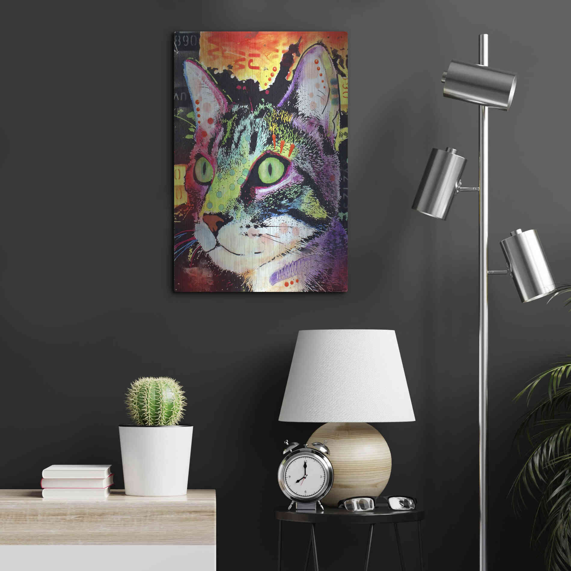 Luxe Metal Art 'Curiosity Cat' by Dean Russo, Metal Wall Art,16x24