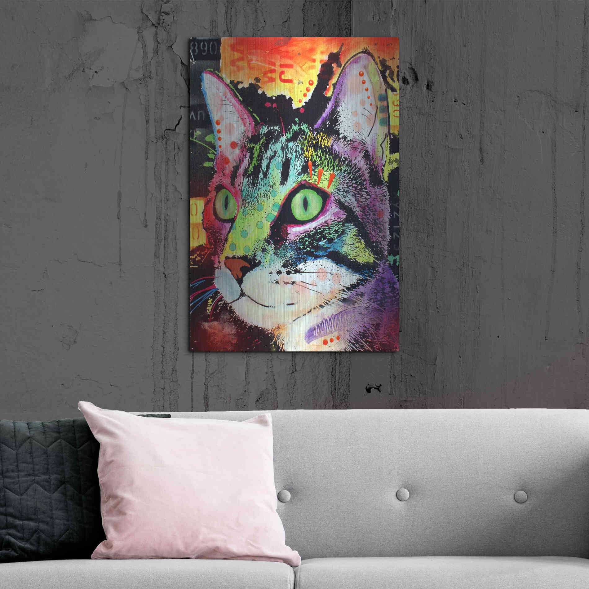 Luxe Metal Art 'Curiosity Cat' by Dean Russo, Metal Wall Art,24x36