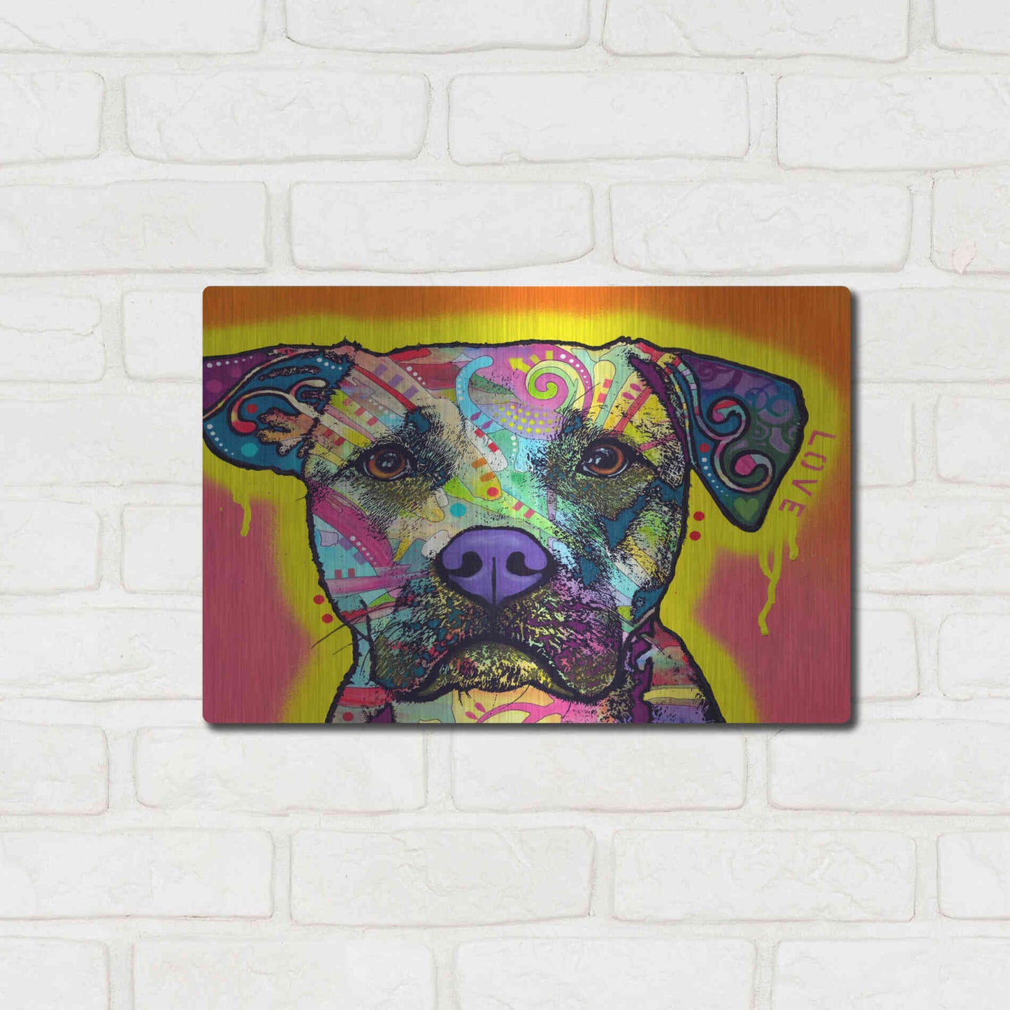 Luxe Metal Art 'Drip Love' by Dean Russo, Metal Wall Art,16x12