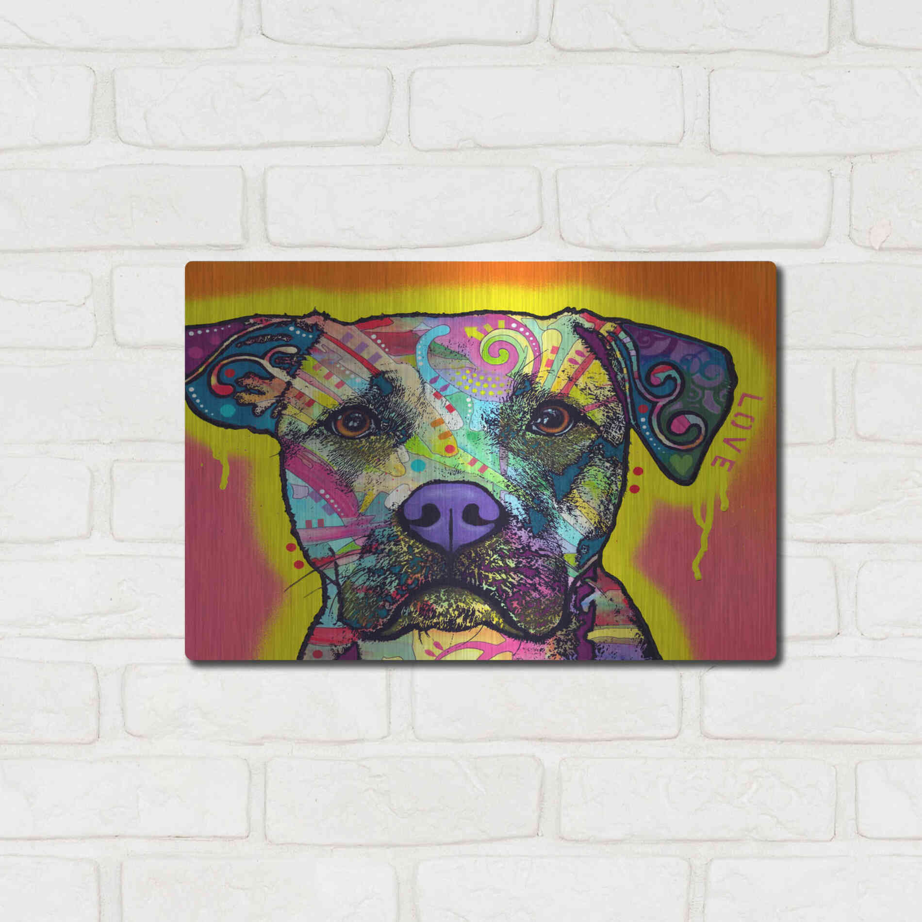 Luxe Metal Art 'Drip Love' by Dean Russo, Metal Wall Art,16x12