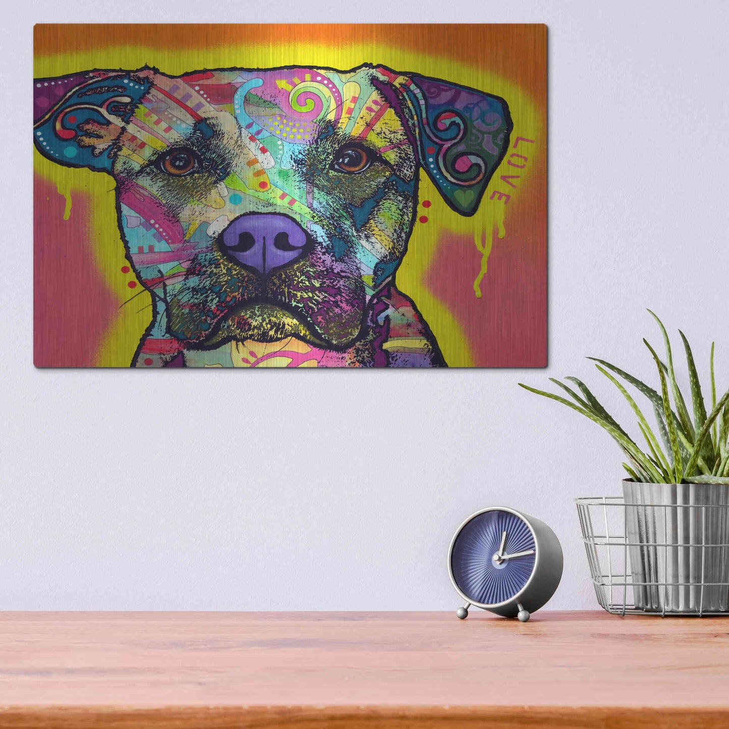 Luxe Metal Art 'Drip Love' by Dean Russo, Metal Wall Art,16x12