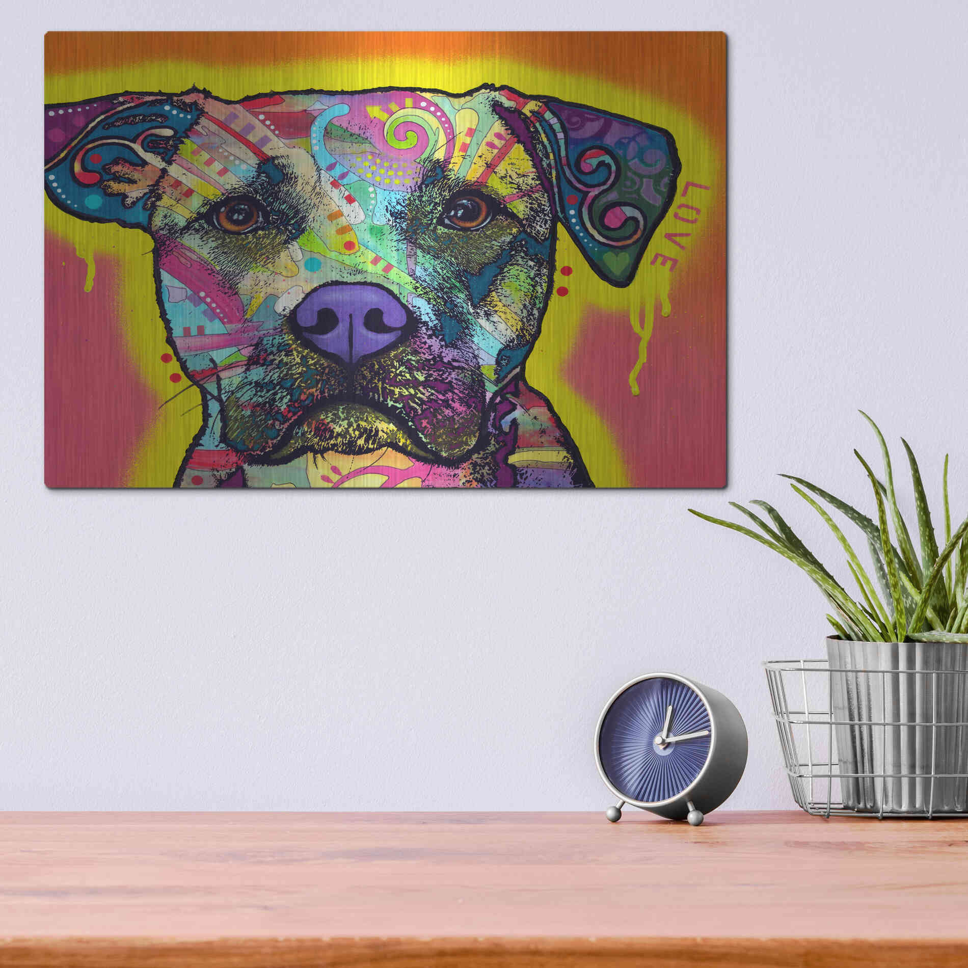 Luxe Metal Art 'Drip Love' by Dean Russo, Metal Wall Art,16x12