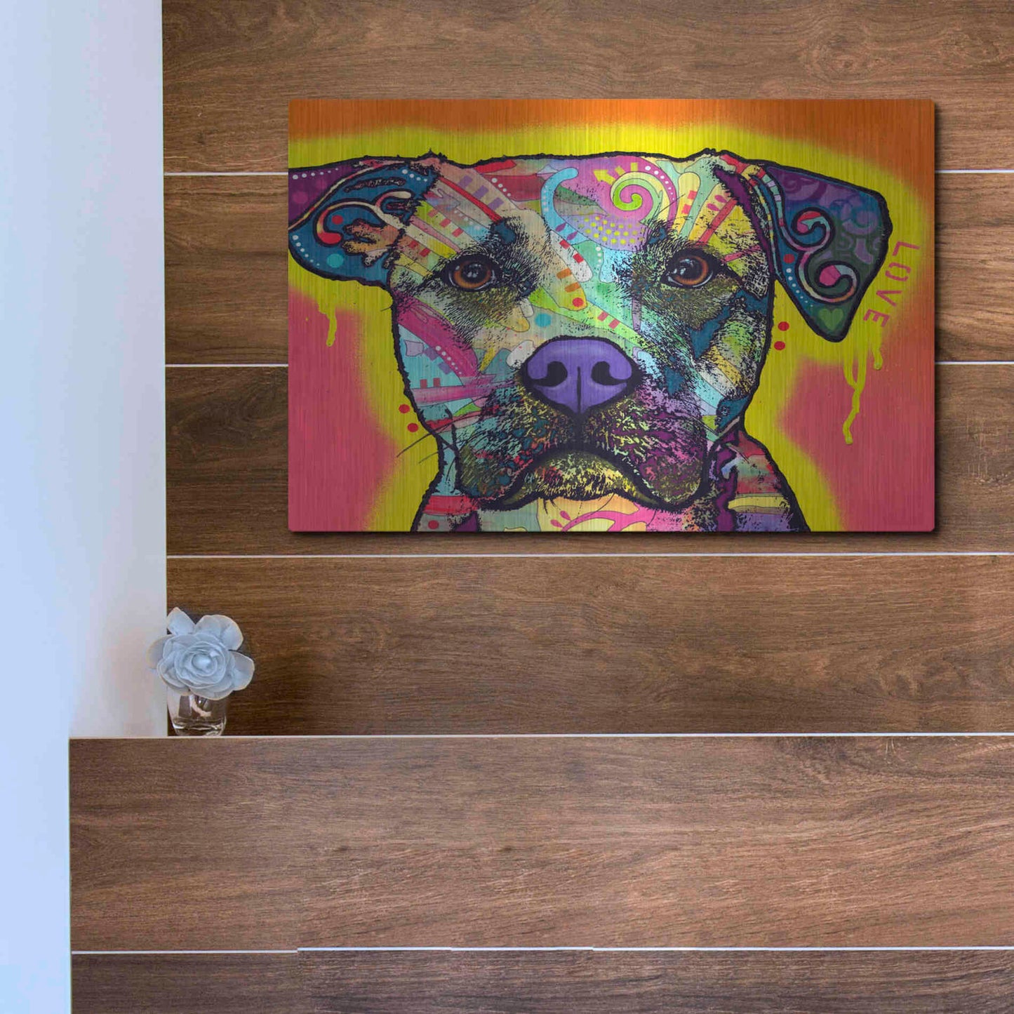 Luxe Metal Art 'Drip Love' by Dean Russo, Metal Wall Art,16x12