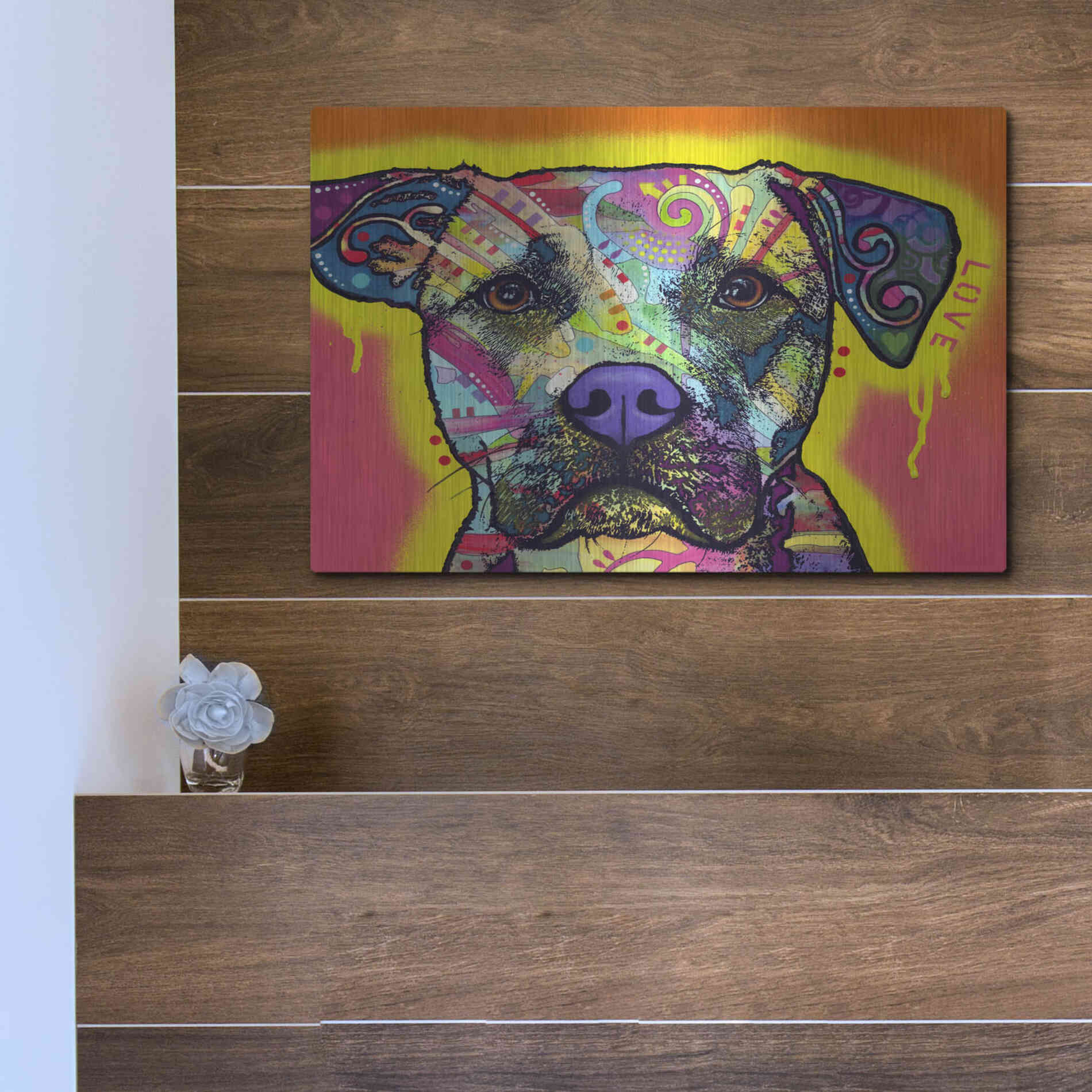 Luxe Metal Art 'Drip Love' by Dean Russo, Metal Wall Art,16x12