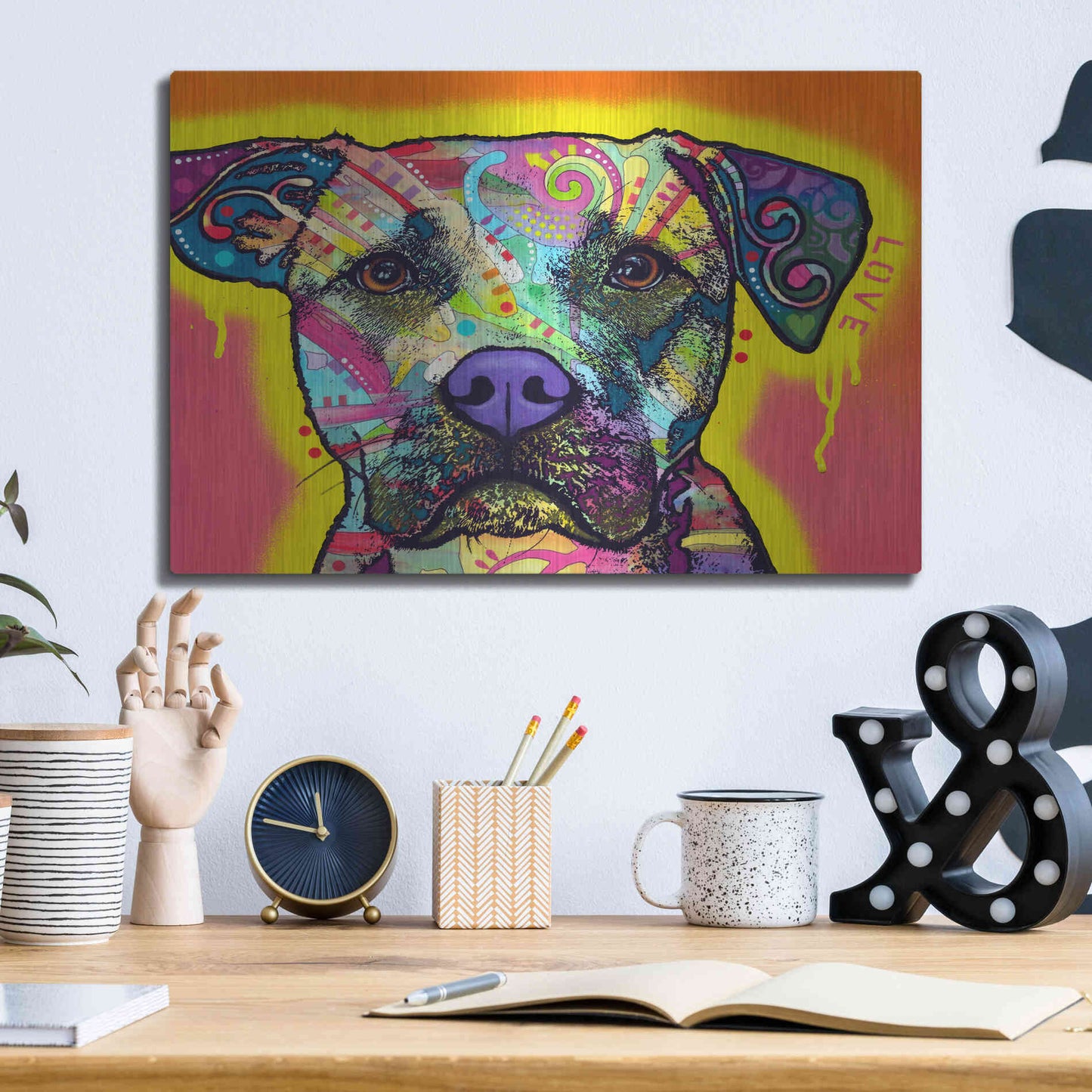 Luxe Metal Art 'Drip Love' by Dean Russo, Metal Wall Art,16x12