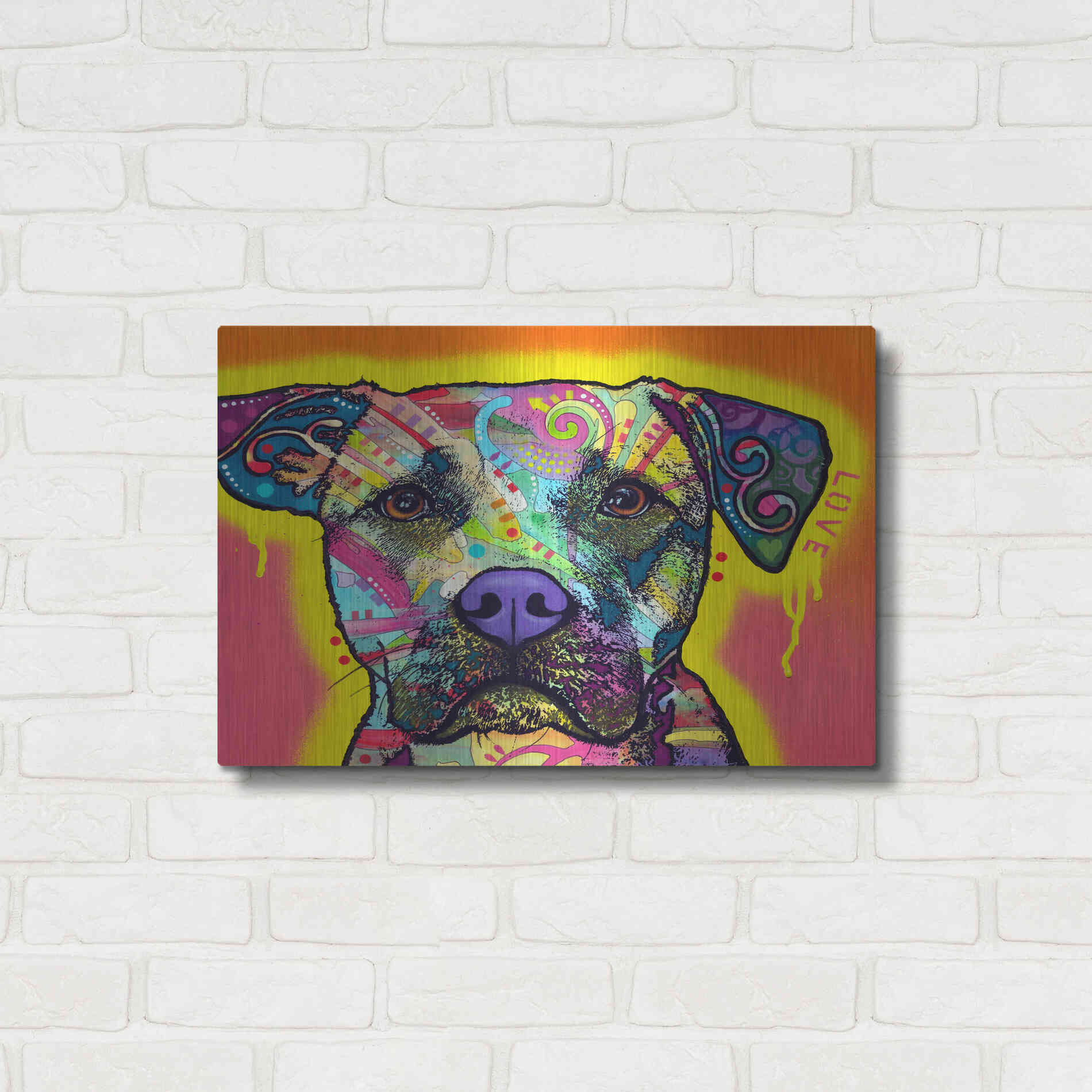 Luxe Metal Art 'Drip Love' by Dean Russo, Metal Wall Art,24x16