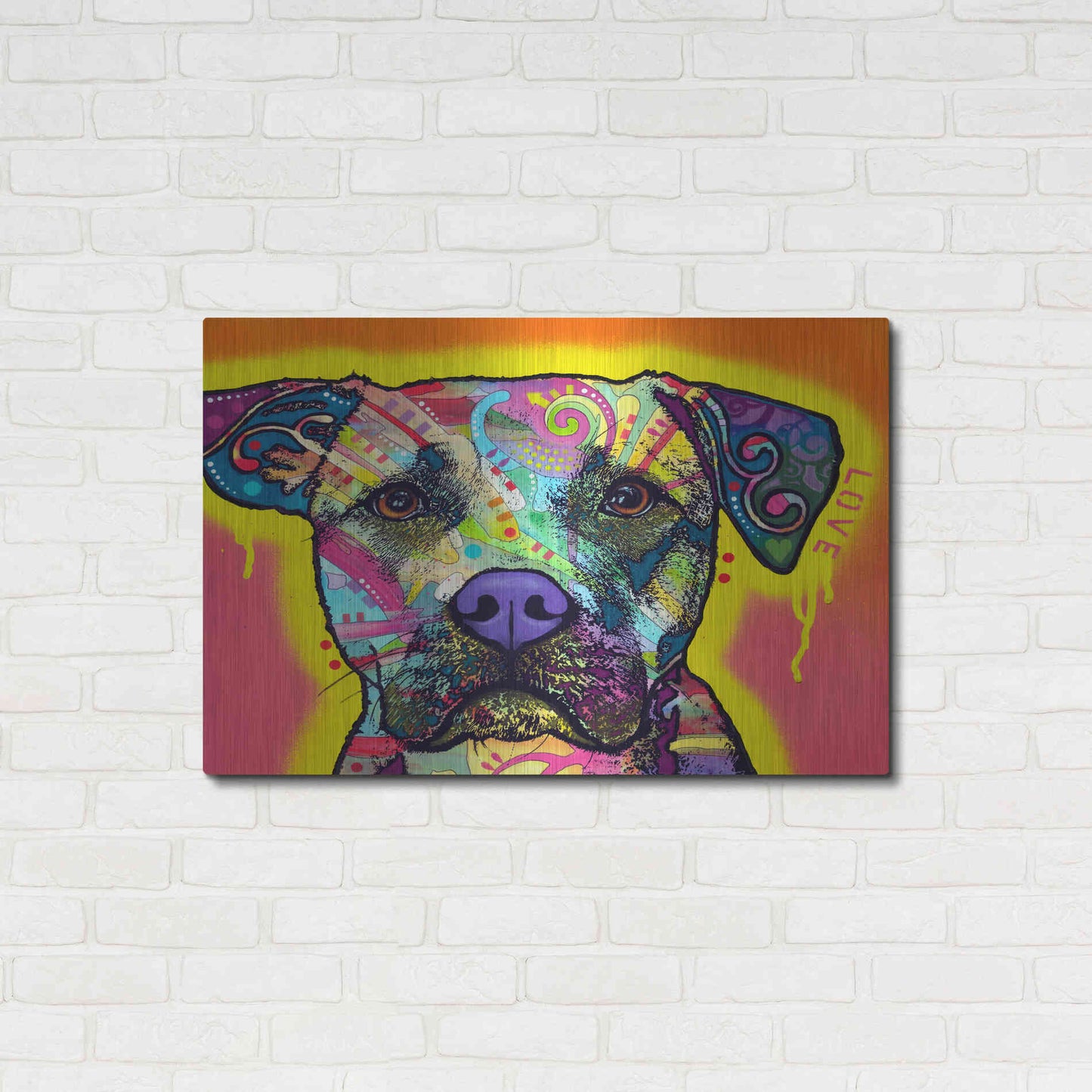 Luxe Metal Art 'Drip Love' by Dean Russo, Metal Wall Art,36x24