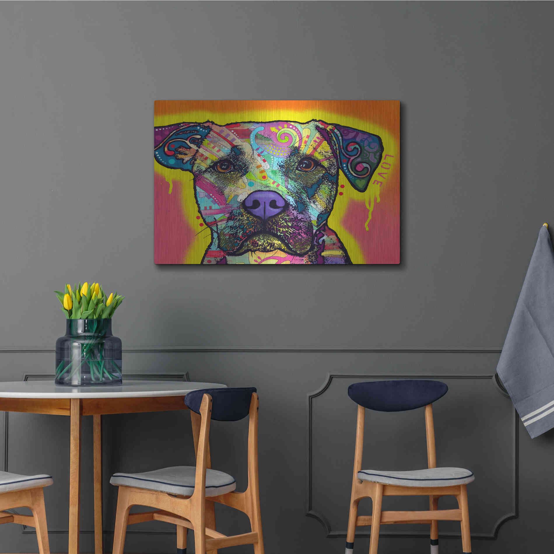 Luxe Metal Art 'Drip Love' by Dean Russo, Metal Wall Art,36x24