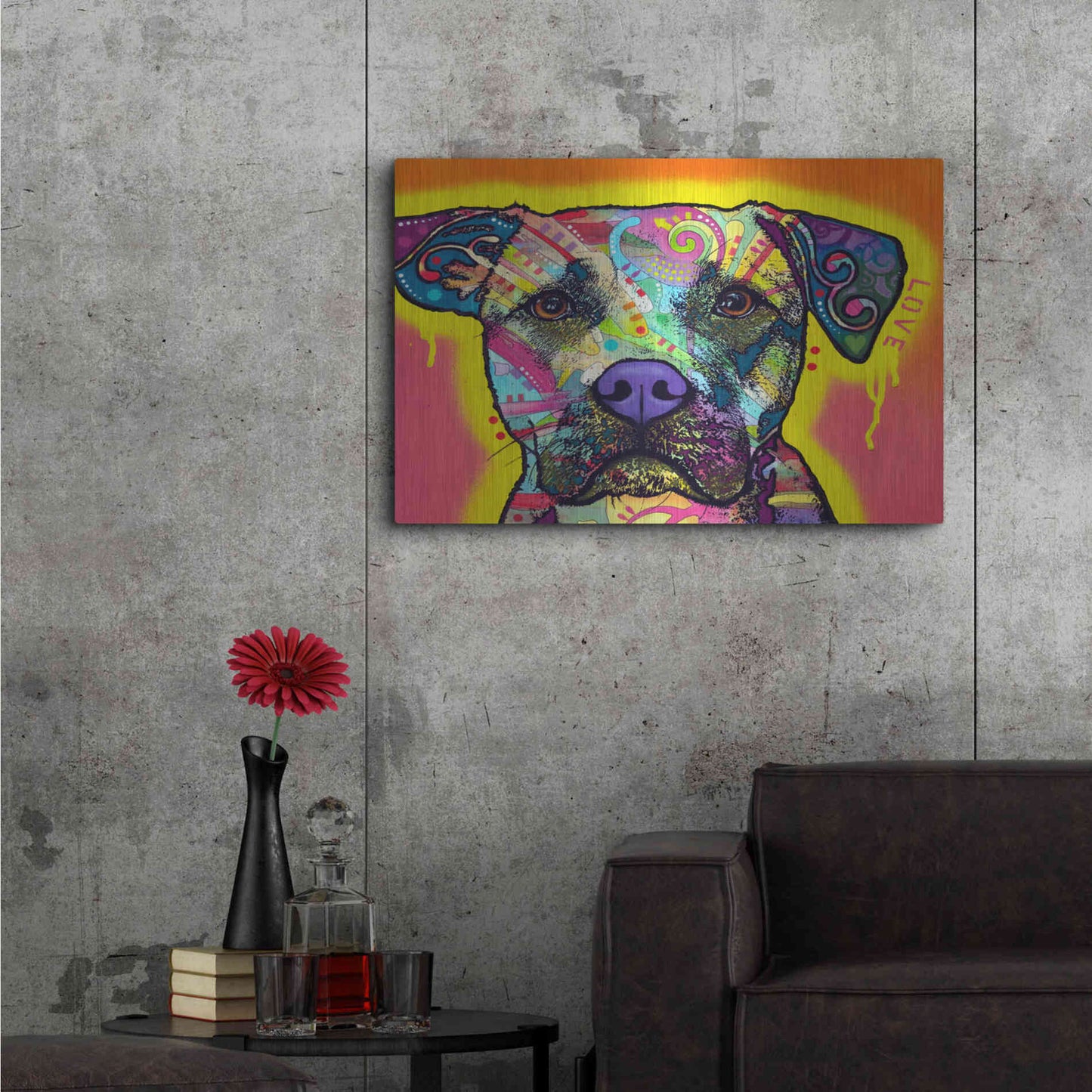 Luxe Metal Art 'Drip Love' by Dean Russo, Metal Wall Art,36x24