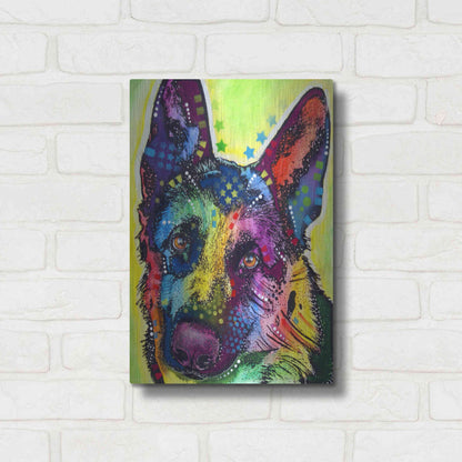 Luxe Metal Art 'German Shepherd 1' by Dean Russo, Metal Wall Art,12x16