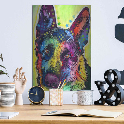 Luxe Metal Art 'German Shepherd 1' by Dean Russo, Metal Wall Art,12x16