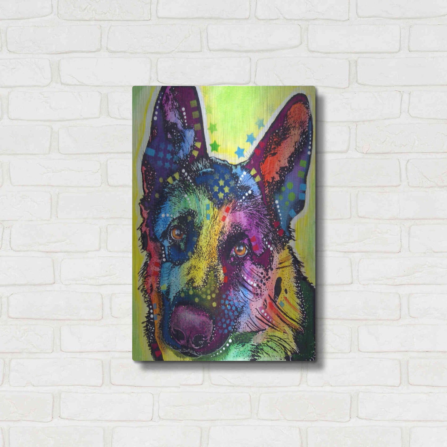 Luxe Metal Art 'German Shepherd 1' by Dean Russo, Metal Wall Art,16x24