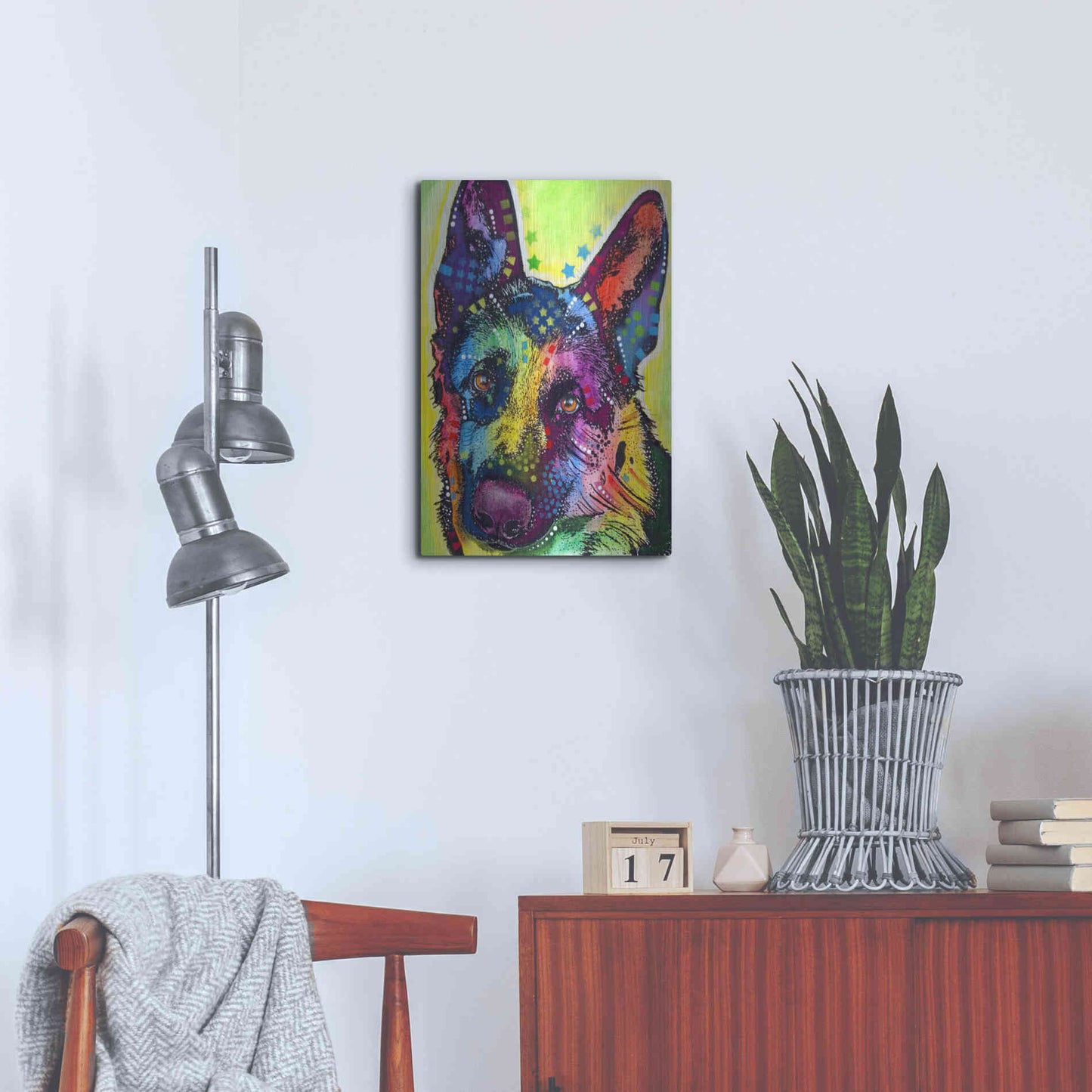 Luxe Metal Art 'German Shepherd 1' by Dean Russo, Metal Wall Art,16x24