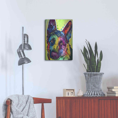 Luxe Metal Art 'German Shepherd 1' by Dean Russo, Metal Wall Art,16x24
