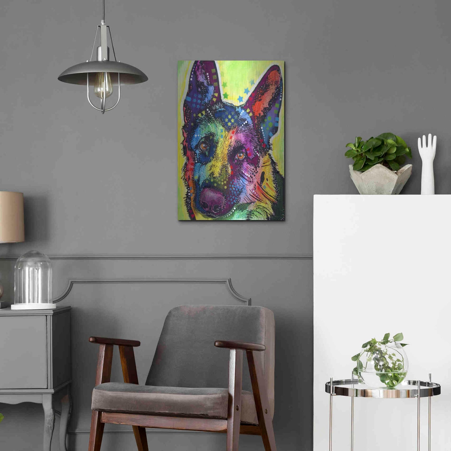 Luxe Metal Art 'German Shepherd 1' by Dean Russo, Metal Wall Art,16x24