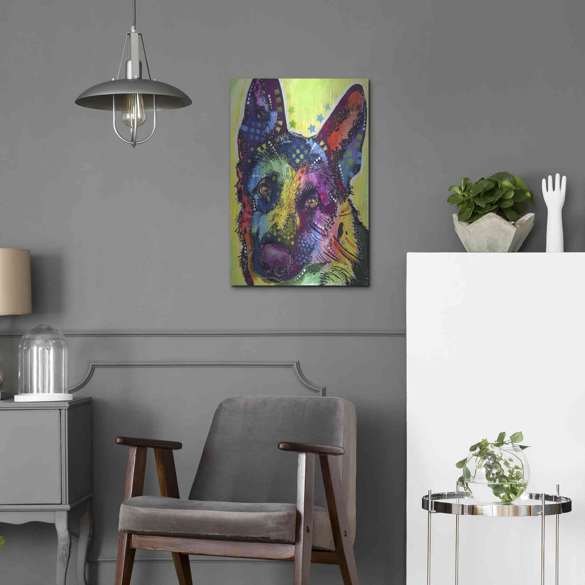 Luxe Metal Art 'German Shepherd 1' by Dean Russo, Metal Wall Art,16x24