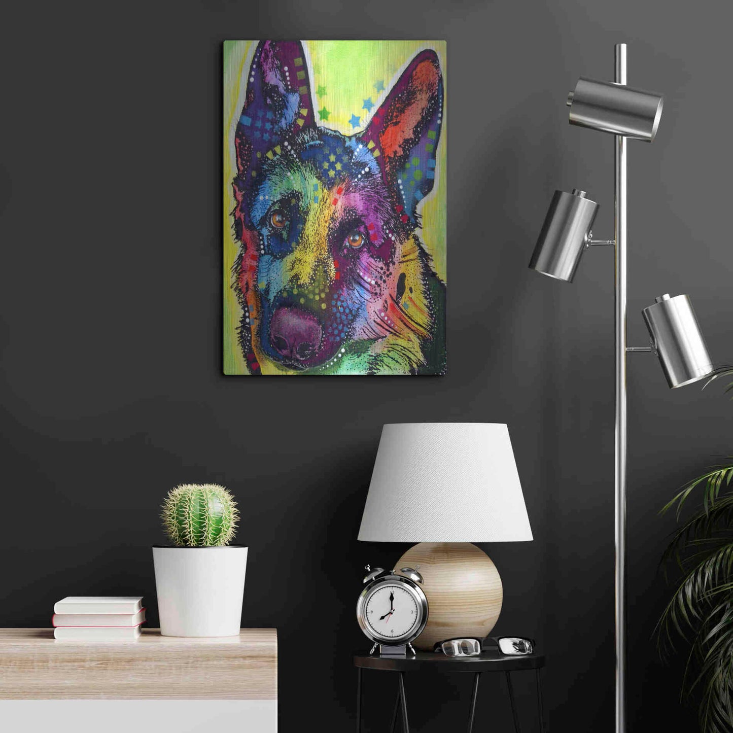 Luxe Metal Art 'German Shepherd 1' by Dean Russo, Metal Wall Art,16x24
