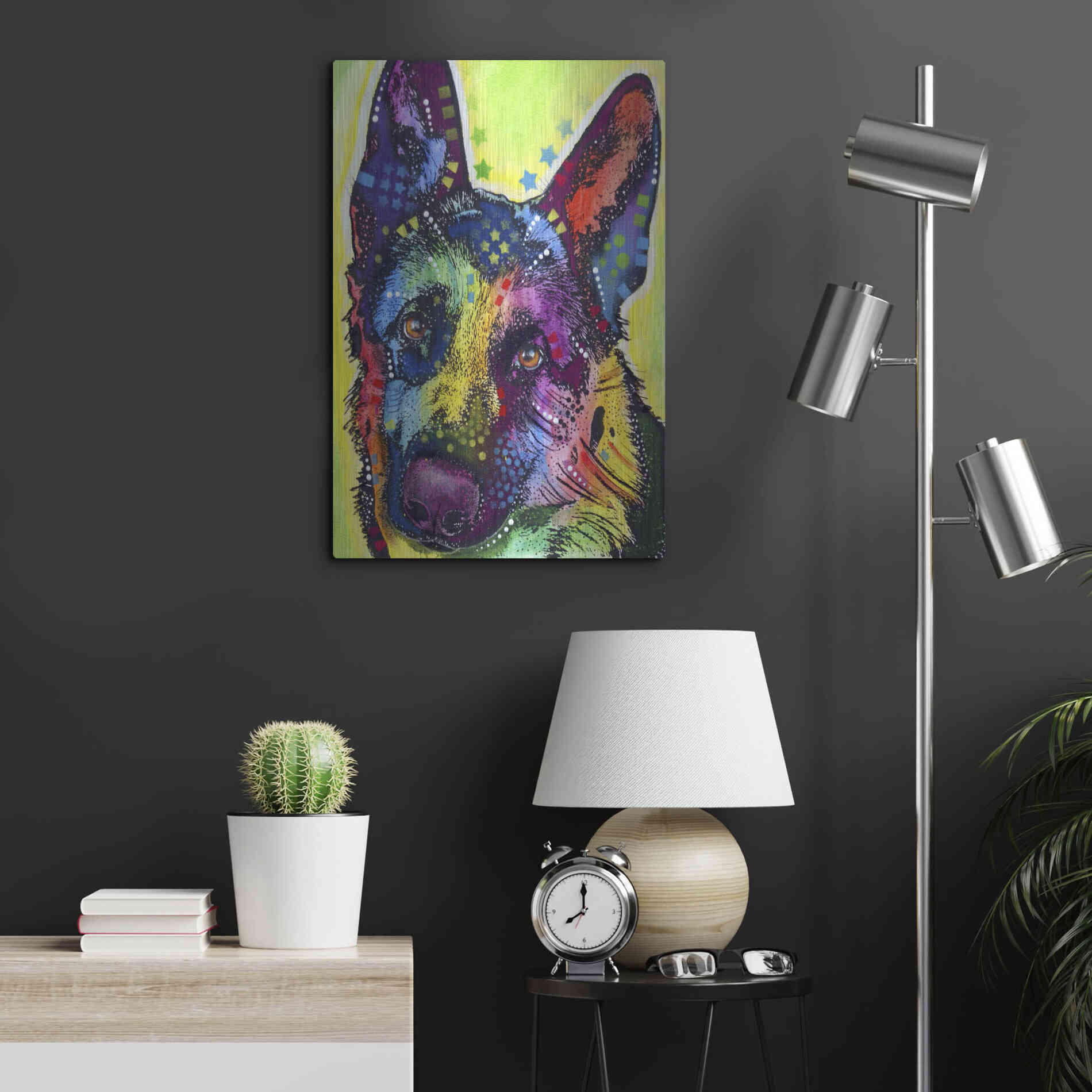 Luxe Metal Art 'German Shepherd 1' by Dean Russo, Metal Wall Art,16x24