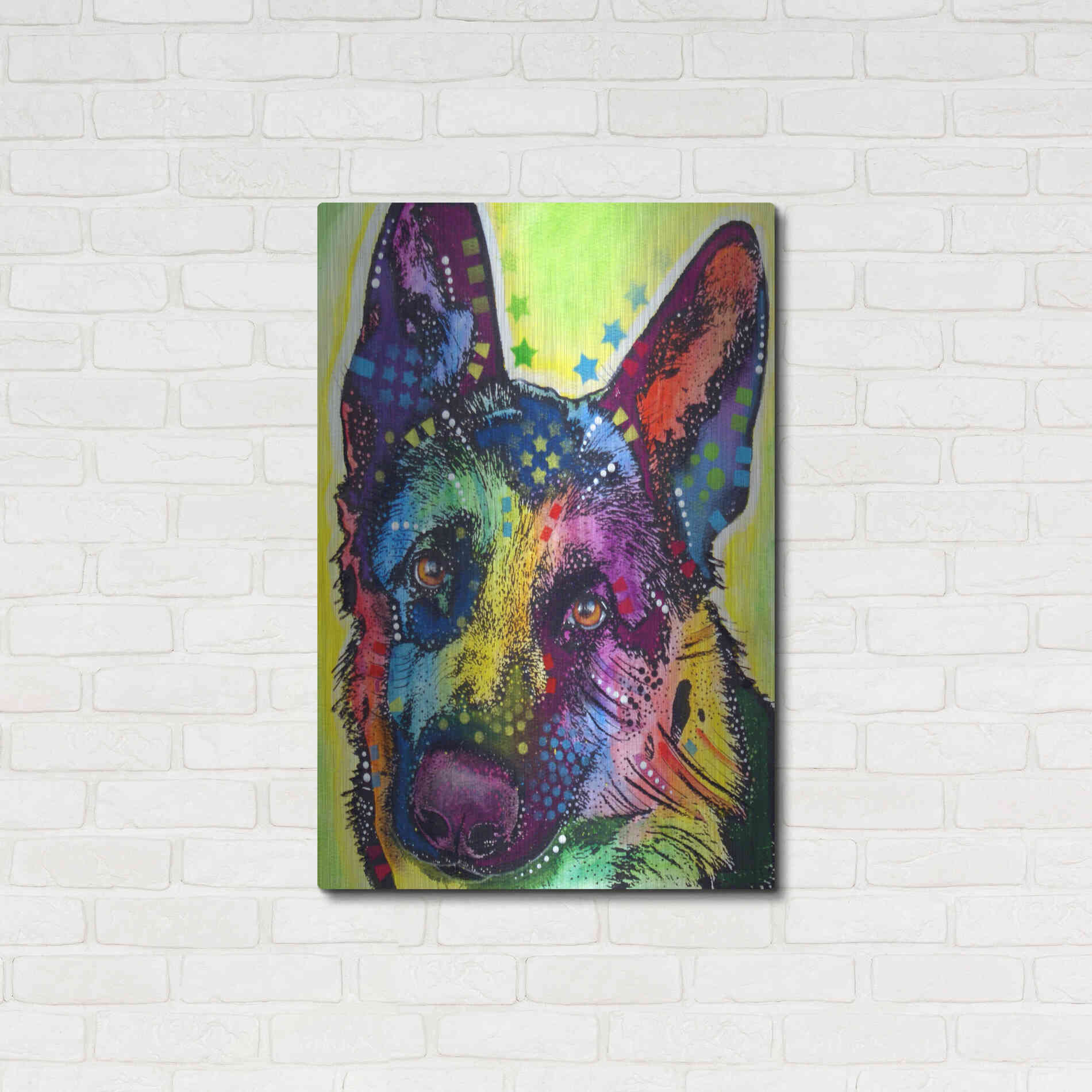 Luxe Metal Art 'German Shepherd 1' by Dean Russo, Metal Wall Art,24x36