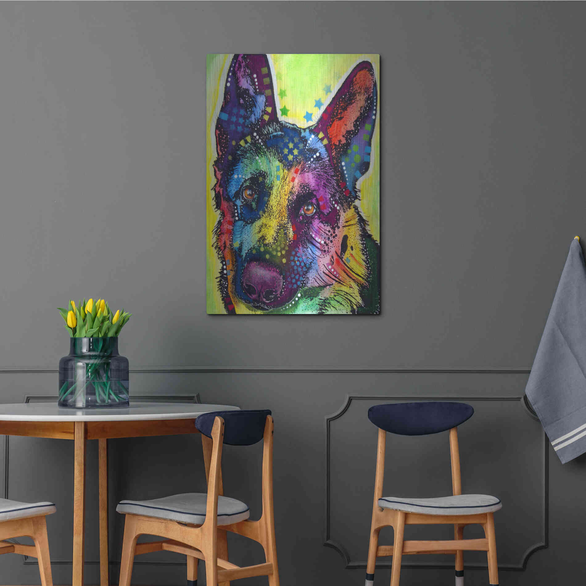 Luxe Metal Art 'German Shepherd 1' by Dean Russo, Metal Wall Art,24x36