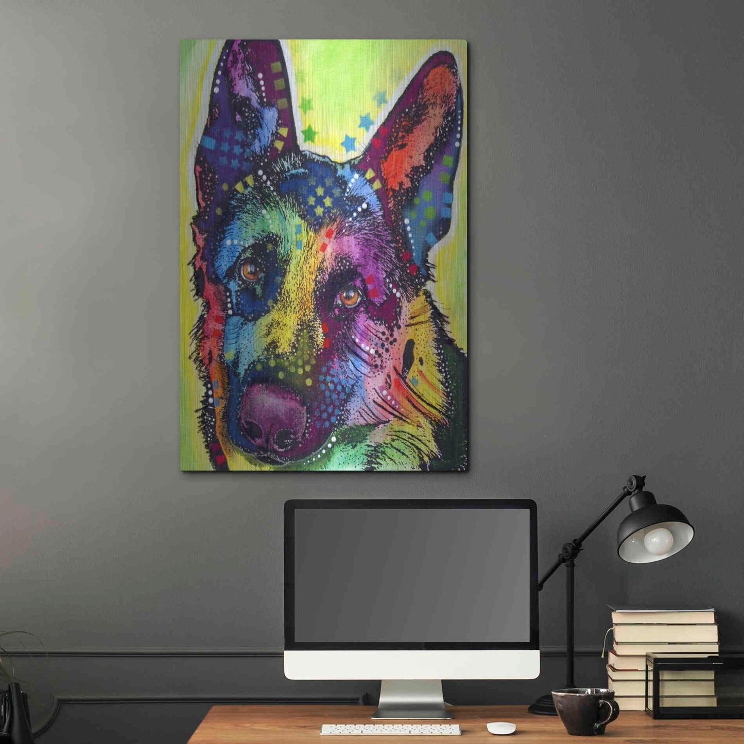 Luxe Metal Art 'German Shepherd 1' by Dean Russo, Metal Wall Art,24x36