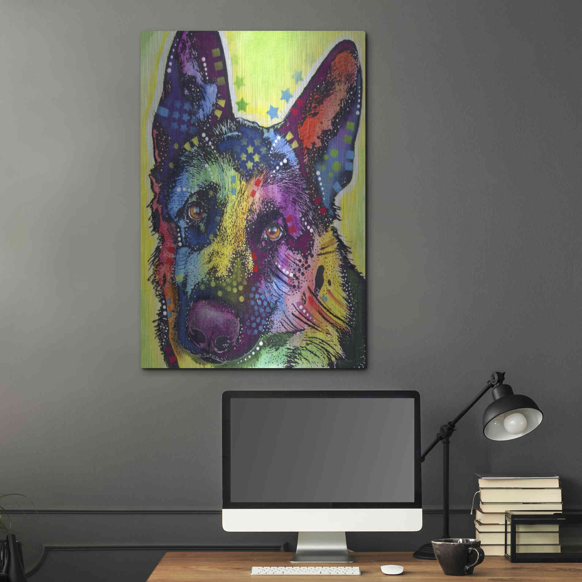Luxe Metal Art 'German Shepherd 1' by Dean Russo, Metal Wall Art,24x36