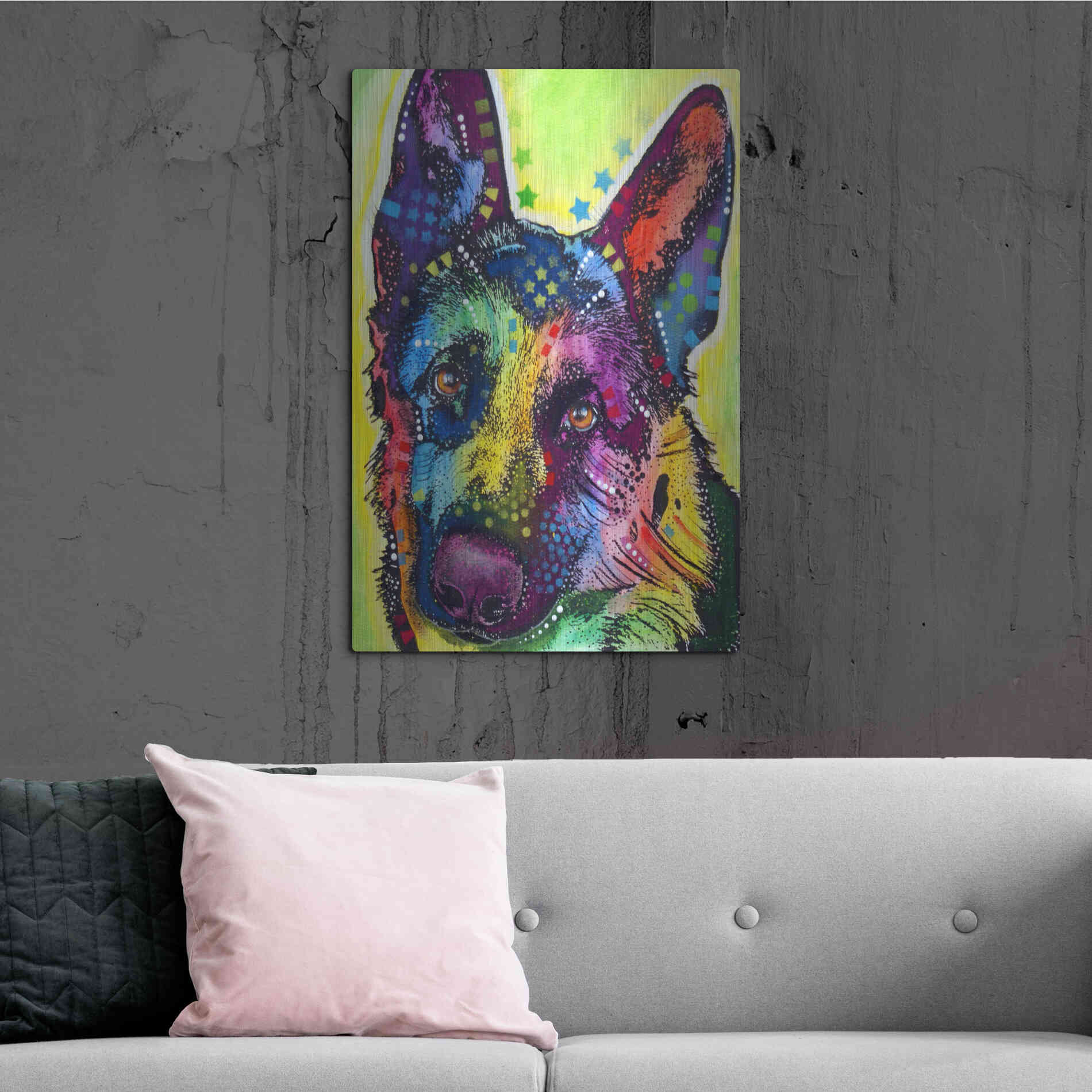 Luxe Metal Art 'German Shepherd 1' by Dean Russo, Metal Wall Art,24x36