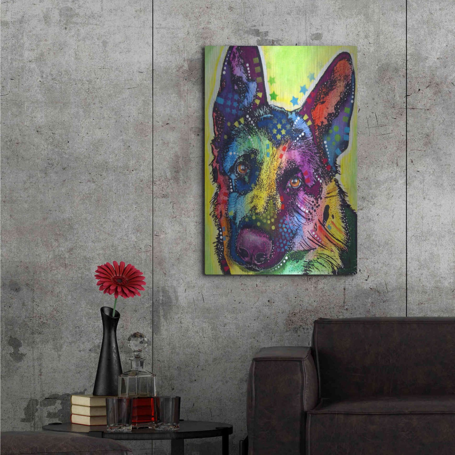 Luxe Metal Art 'German Shepherd 1' by Dean Russo, Metal Wall Art,24x36