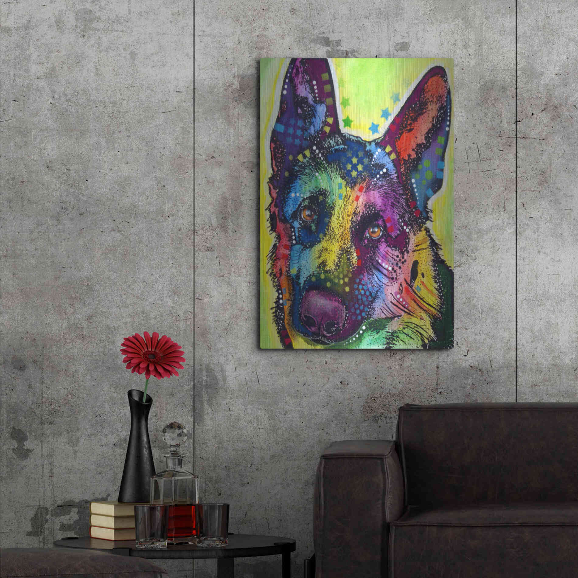 Luxe Metal Art 'German Shepherd 1' by Dean Russo, Metal Wall Art,24x36