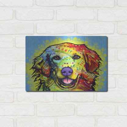 Luxe Metal Art 'Golden Retriever' by Dean Russo, Metal Wall Art,16x12