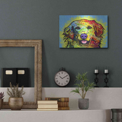 Luxe Metal Art 'Golden Retriever' by Dean Russo, Metal Wall Art,16x12