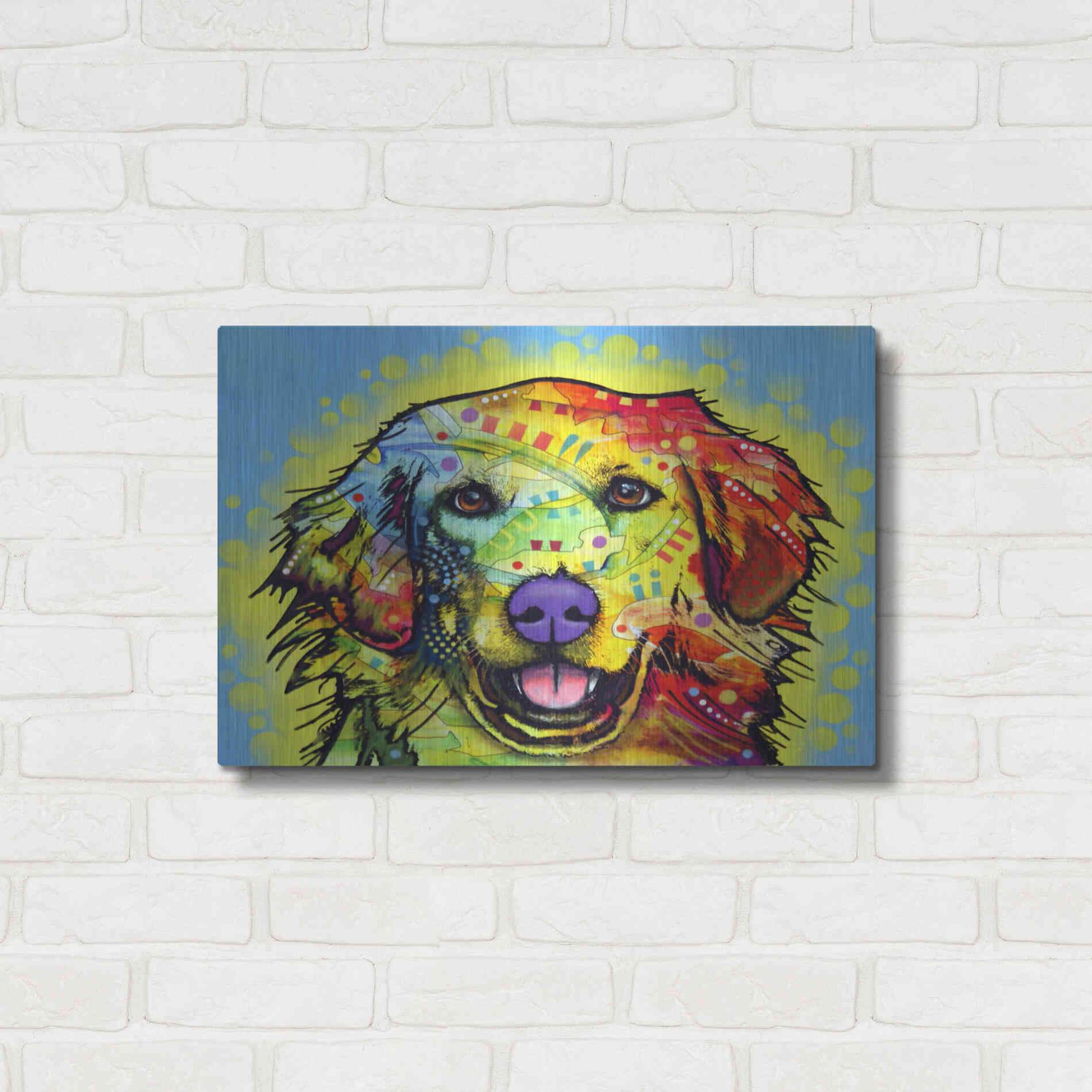 Luxe Metal Art 'Golden Retriever' by Dean Russo, Metal Wall Art,24x16