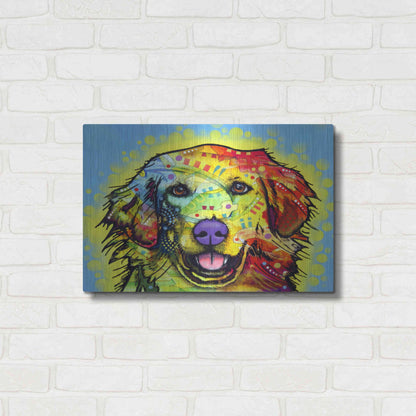 Luxe Metal Art 'Golden Retriever' by Dean Russo, Metal Wall Art,24x16