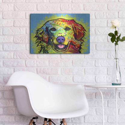 Luxe Metal Art 'Golden Retriever' by Dean Russo, Metal Wall Art,24x16