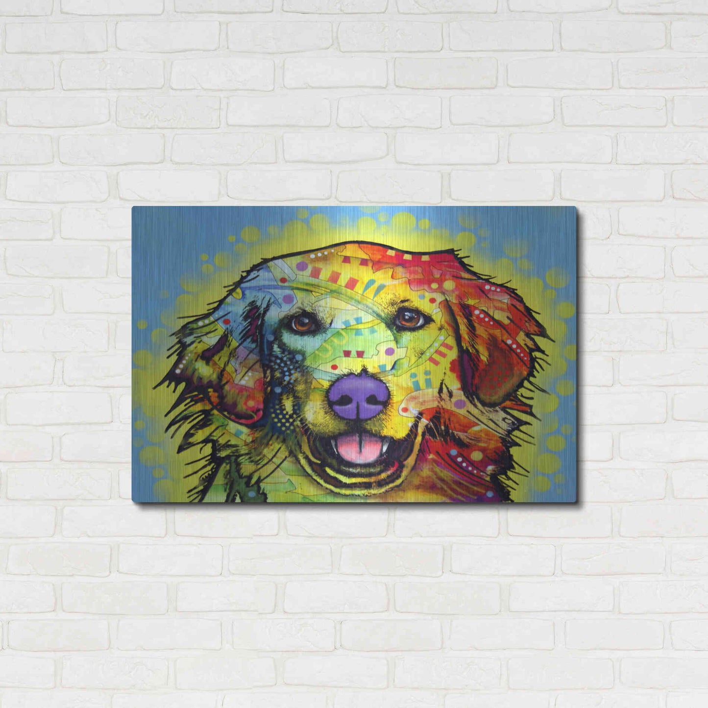 Luxe Metal Art 'Golden Retriever' by Dean Russo, Metal Wall Art,36x24