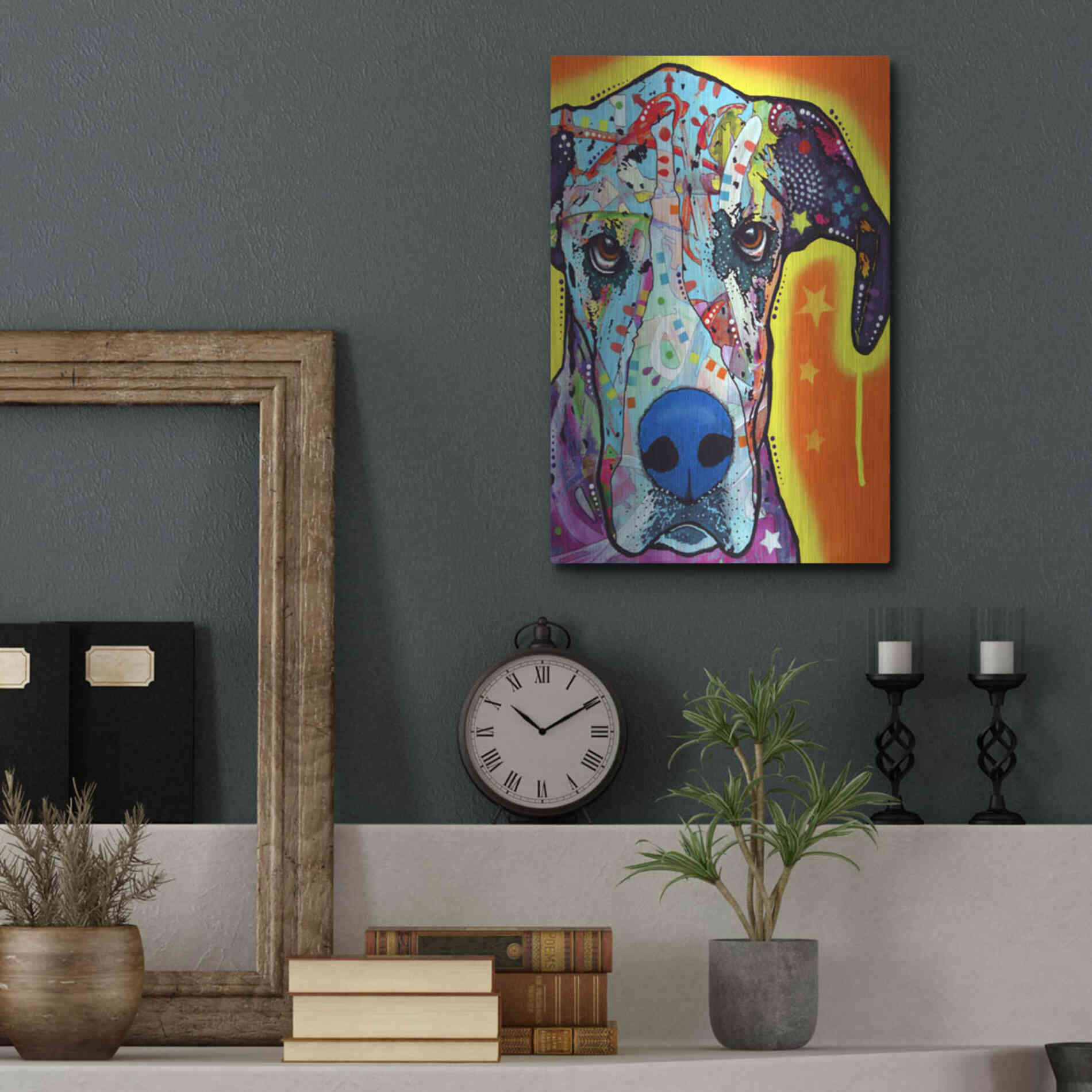Luxe Metal Art 'Great Dane' by Dean Russo, Metal Wall Art,12x16