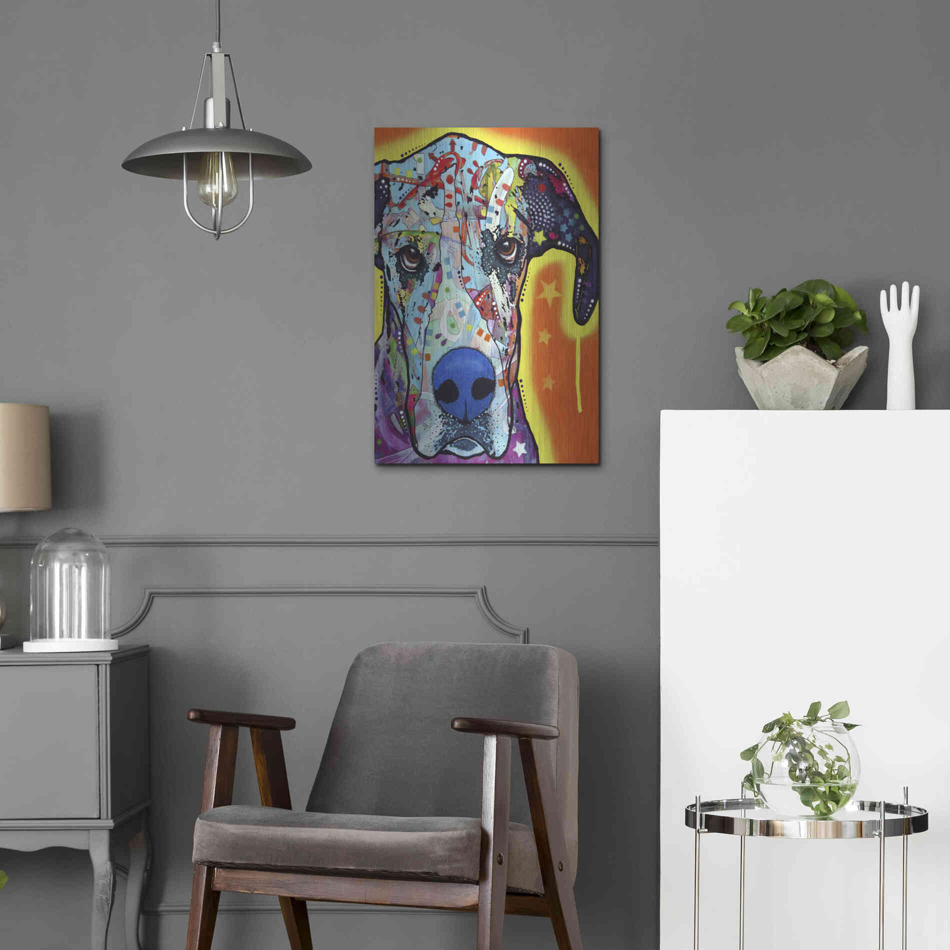 Luxe Metal Art 'Great Dane' by Dean Russo, Metal Wall Art,16x24