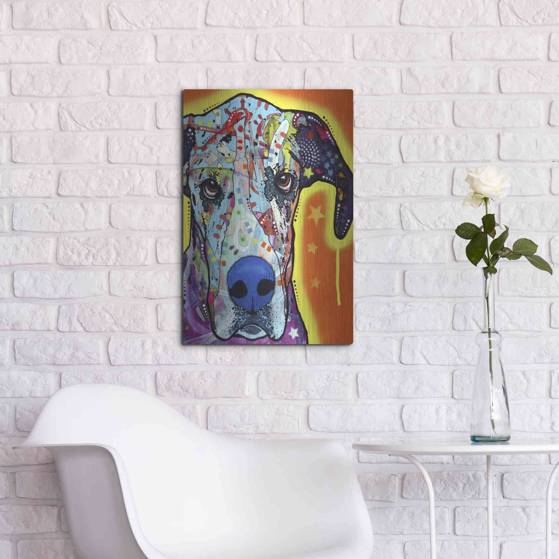 Luxe Metal Art 'Great Dane' by Dean Russo, Metal Wall Art,16x24